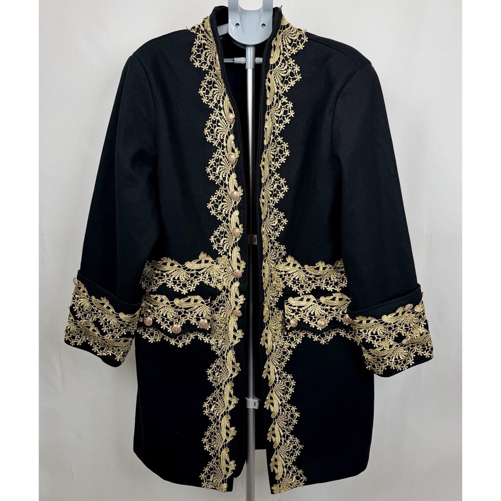 Custom Royal Military Coat 2XL Black Gold Regency Opera Theatrical Jacket